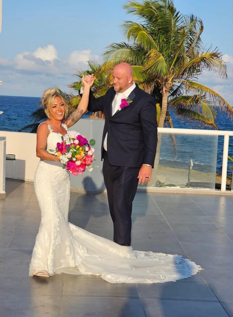 Bride and groom portraits at Riviera Maya destination wedding at Hard Rock Hotel