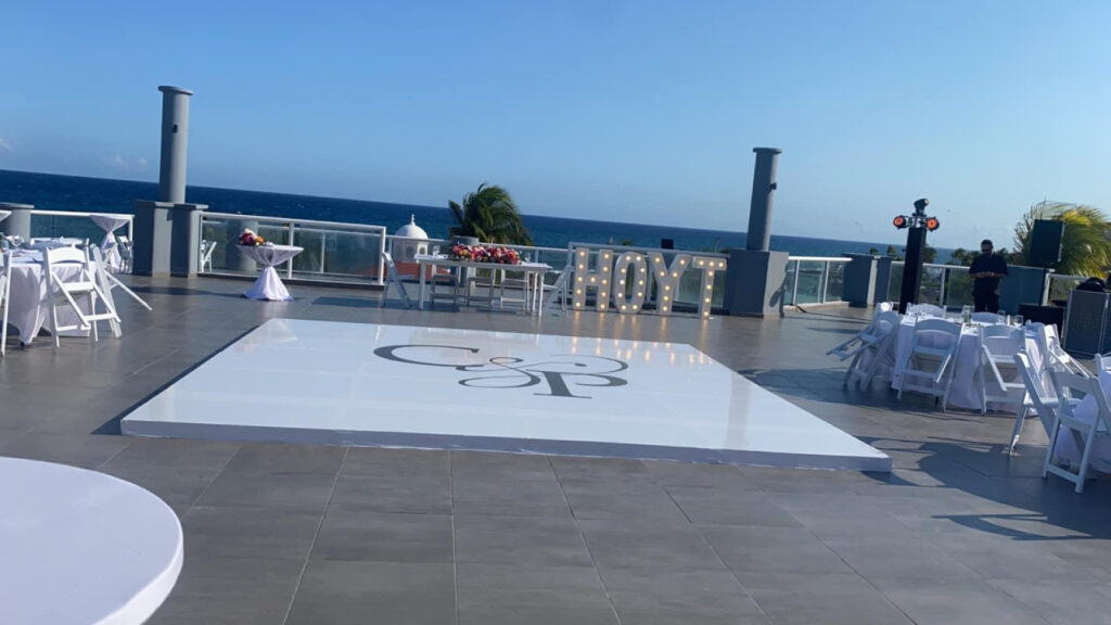 Dance floor for wedding at Hard Rock Hotel, Riviera Maya.