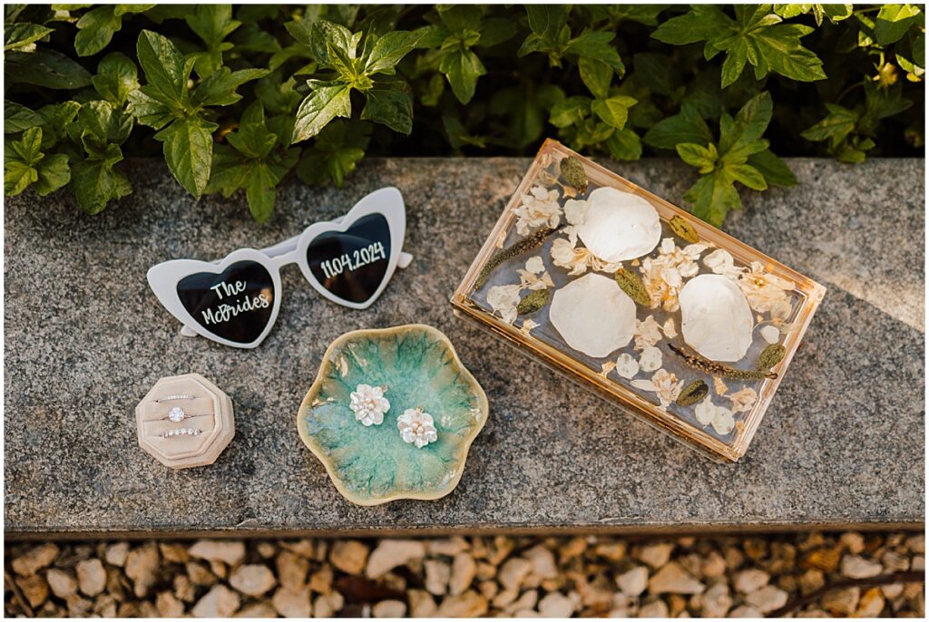 Glasses, rings and shells for Secrets Playa Blanca Destination Wedding